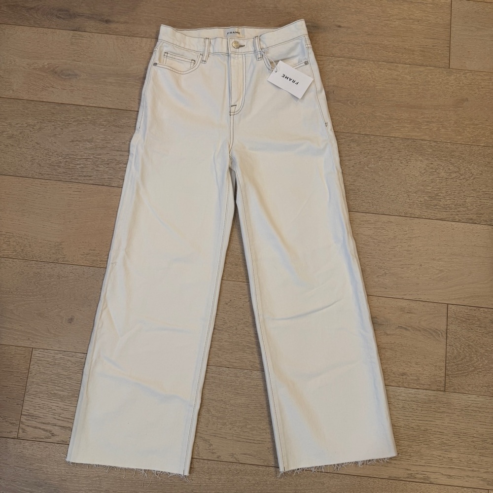 Frame Denim Le Jane Wide Leg Women's Cream Jeans